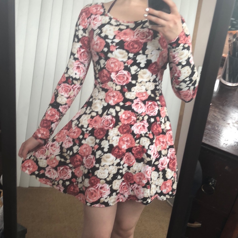Floral long sleeve Skater Dress